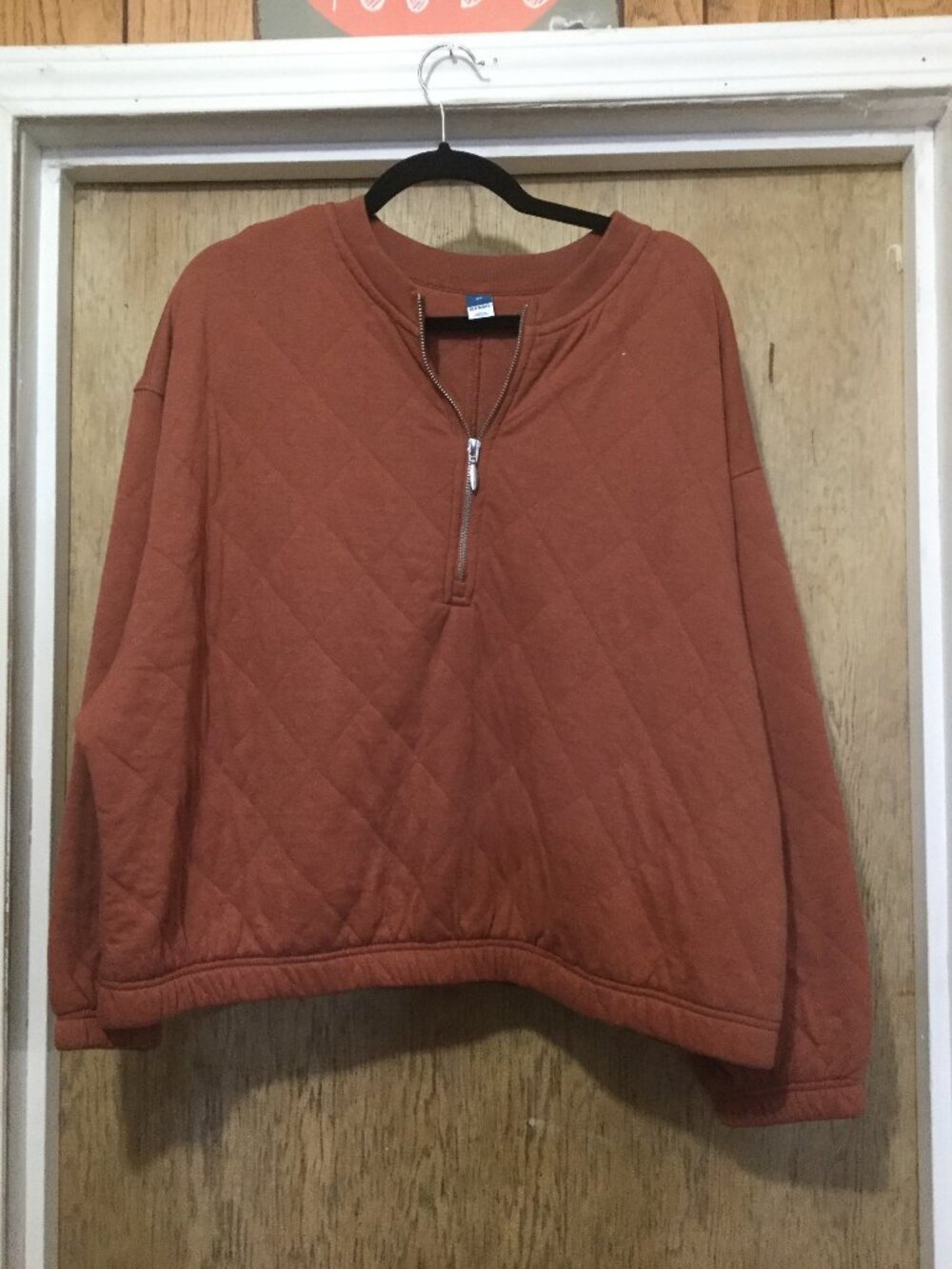 NWT Old Navy quilted look 1/4 zip cropped sweatshirt size 2X 27 p2p 22" long